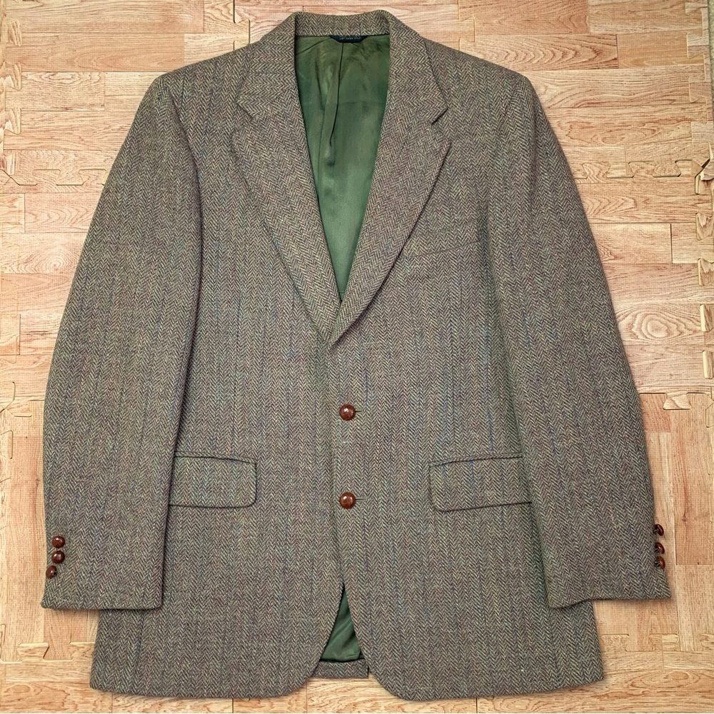 VTG Harris Tweed Blazer 40 Narragansett Newport Handwoven Scottish Wool Jacket